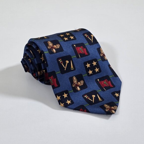 Tommy Hilfiger Silk Tie Blue Golf Theme Print Textured Italy USA W 4" L 56" - Picture 1 of 16